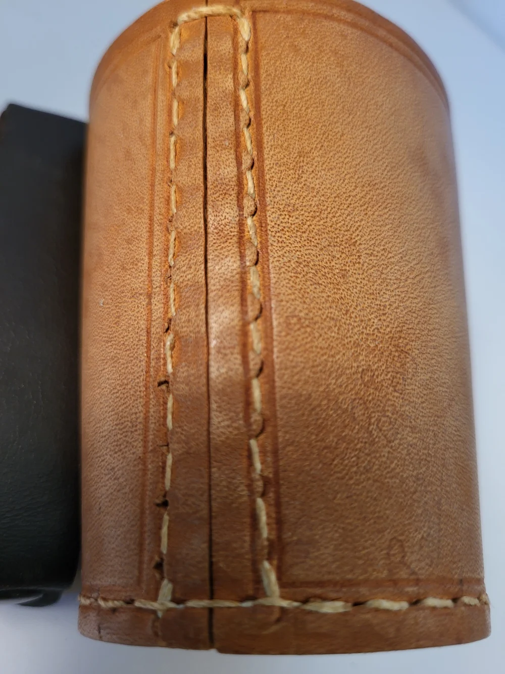 1960s German Handelsgold Leather Dice Cup and Set/5 Dice